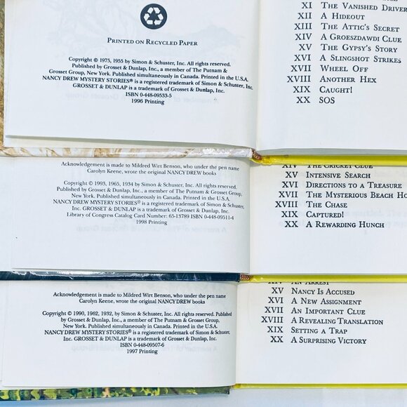 6 VNTG NANCY DREW MYSTERY STORIES YELLOW GLOSSY HC FINE COND, #1,2,5,7,11,33 - Picture 5 of 8